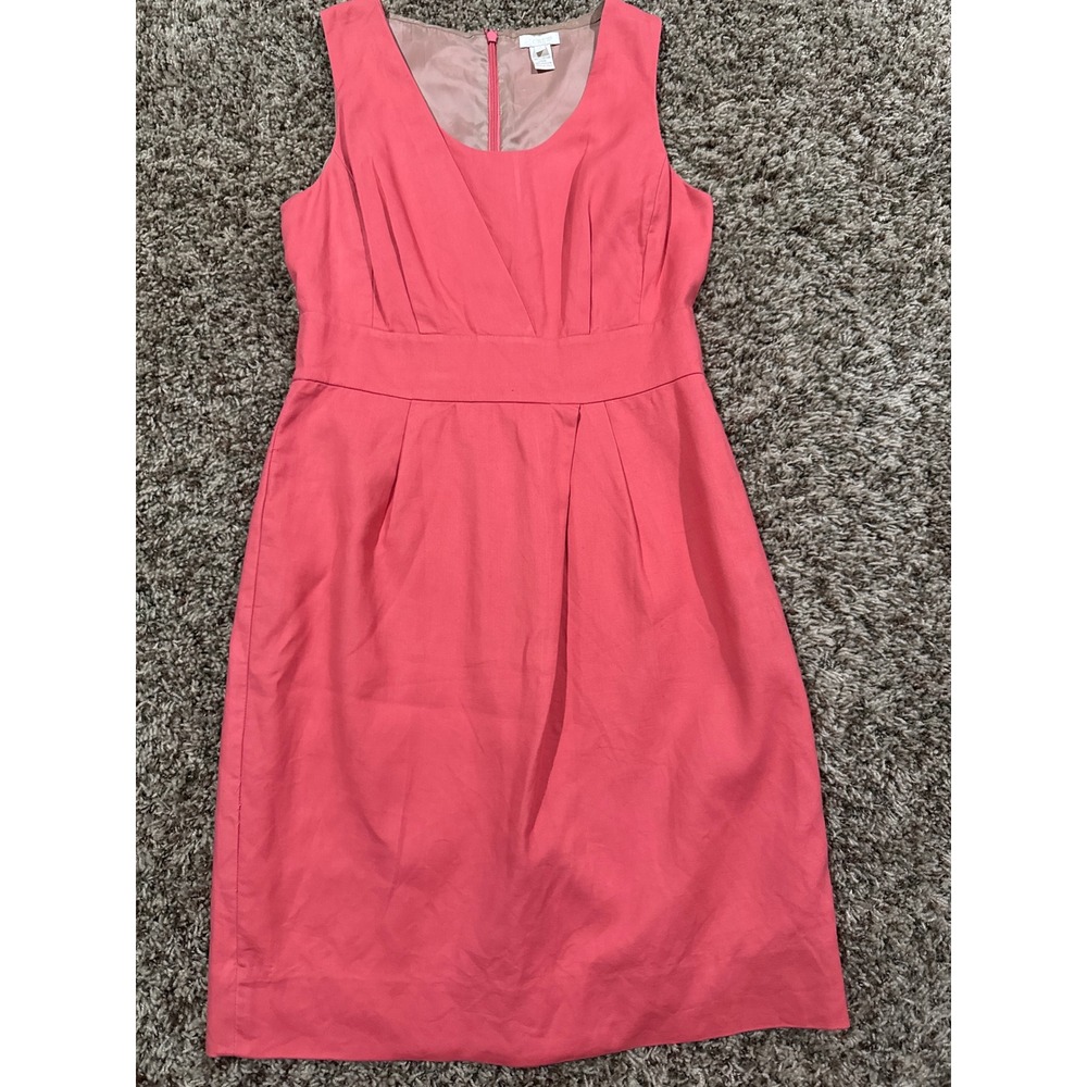 J.Crew Women's 2 Pink Cotton Sleeveless V-Neck Preppy Casual Minimalist Dress